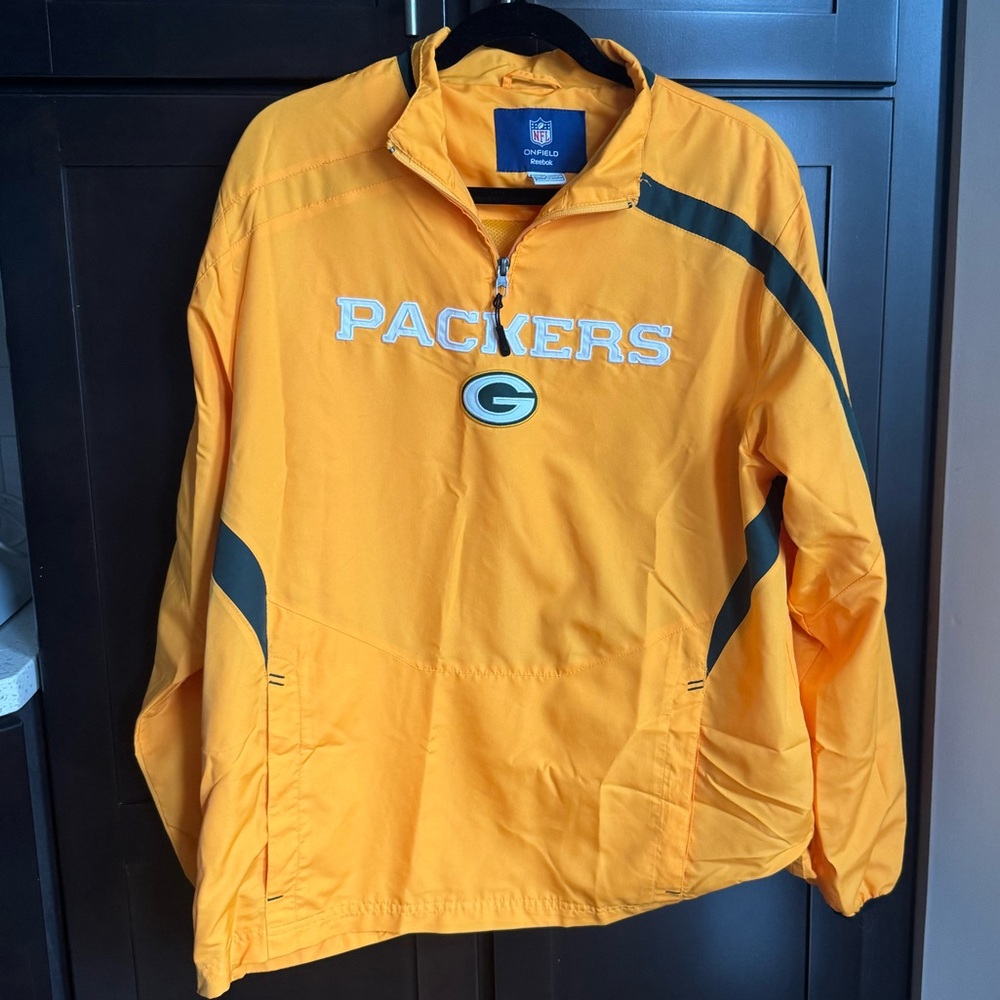 💛💚💛Green Bay Packers NFL Reebok Yellow Windbreaker